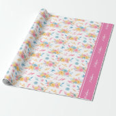 Papier Cadeau Plutôt rose Motif Floral Monogramme (Déroulé)