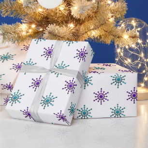 Papier Cadeau Pneus violets et aqua blancs
