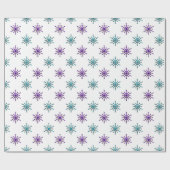 Papier Cadeau Pneus violets et aqua blancs (Plat)