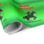 Papier Cadeau Po Polo Noir, effet chrome vert, Joyeux anniversai (Coin rond)