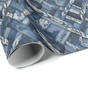 Papier Cadeau Poche Et Tresses En Denim Distressé Sombre