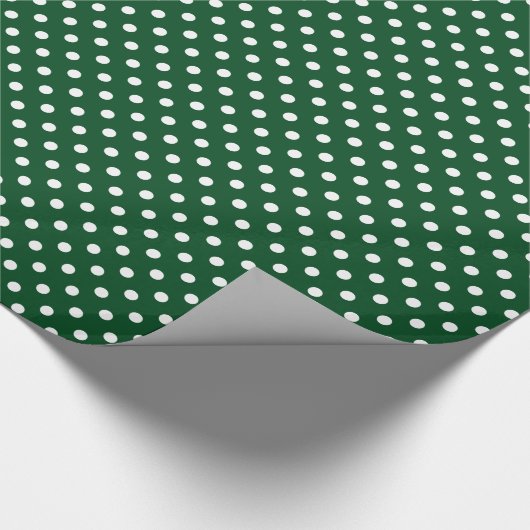 Papier Cadeau Poche vert brillant et blanc point motif Noël (Coin)
