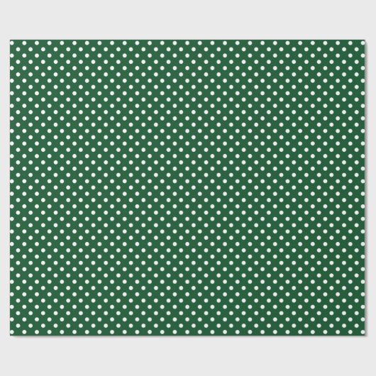 Papier Cadeau Poche vert brillant et blanc point motif Noël (Plat)