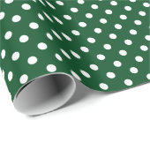 Papier Cadeau Poche vert brillant et blanc point motif Noël (Coin rond)