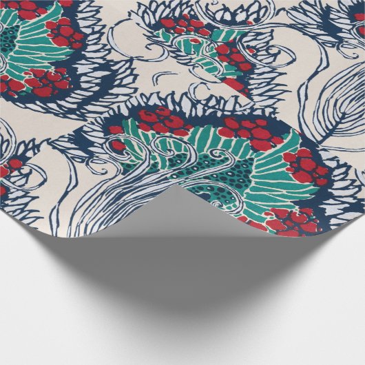 Papier Cadeau Pochoir botanique motif oriental Samarkande (Coin)