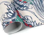 Papier Cadeau Pochoir botanique motif oriental Samarkande (Coin rond)