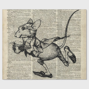 Papier Cadeau Pochoir courant de souris à la vieille page de