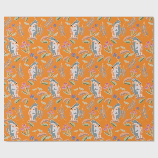 Papier Cadeau Podenco Chien et Galgo Joli Orange (Plat)