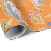 Papier Cadeau Podenco Chien et Galgo Joli Orange (Coin rond)