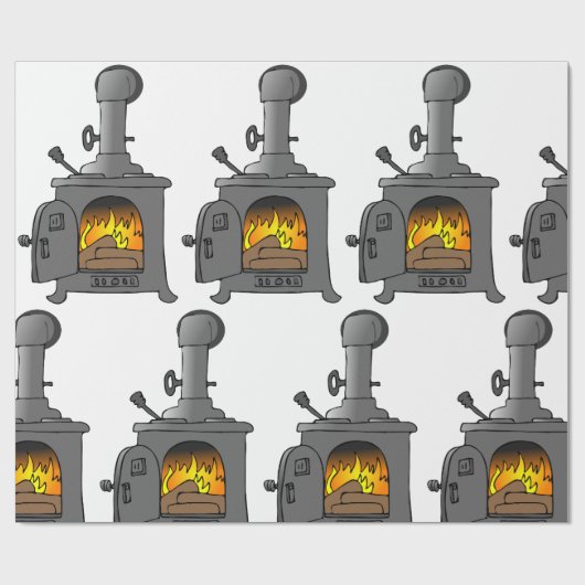 Papier Cadeau Poêle à bois (Plat)