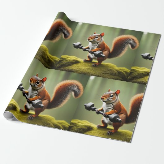 Papier Cadeau Poids de levage des écureuils (Déroulé)