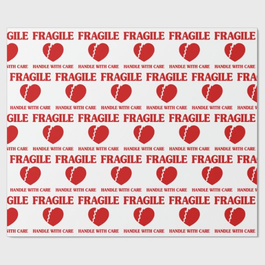 Papier Cadeau Poignée Cardiaque Fragile Avec Soin (Plat)