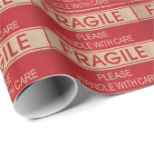 Papier Cadeau Poignée drôle avec soin, signe fragile (Coin rond)