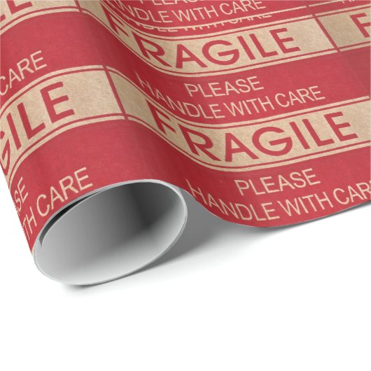 Papier Cadeau Poignée drôle avec soin, signe fragile (Coin rond)