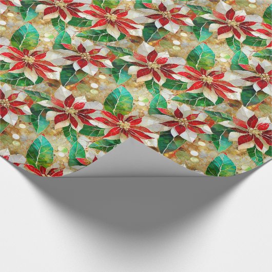 Papier Cadeau Poinsétée rouge or (Coin)