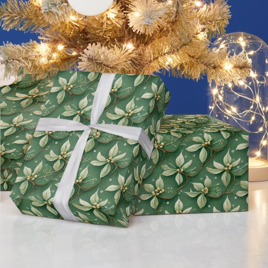 Papier Cadeau Poinsettia blanc de vacances (Vacances)
