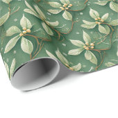 Papier Cadeau Poinsettia blanc de vacances (Coin rond)