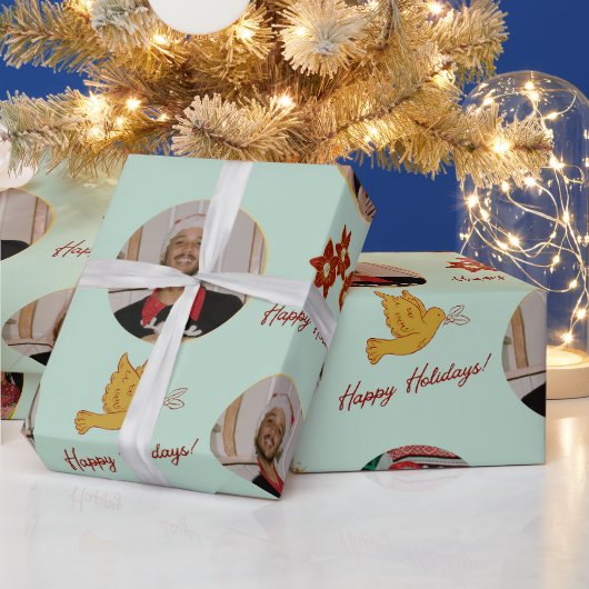 Papier Cadeau Poinsettia & Custom Photo (Vacances)