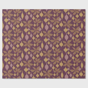 Papier Cadeau Poinsettia de Noël Bohème Moutarde Prune Moderne