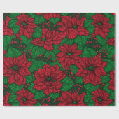 Papier Cadeau Poinsettia, motif de Noël (Plat)