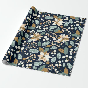 Papier Cadeau Poinsettia noir arrière - plan vacances hiver wrap