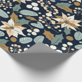 Papier Cadeau Poinsettia noir arrière - plan vacances hiver wrap (Coin)