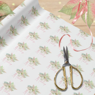 Papier Cadeau Poinsettia Pastel Rose Gold Sage Classique