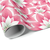 Papier Cadeau Poinsettia rose festive (Coin rond)