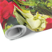 Papier Cadeau Poinsettia rouge de fleur de Noël (Coin rond)