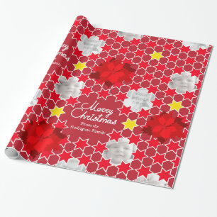 Papier Cadeau Poinsettia Star motif rouge photo de famille de No