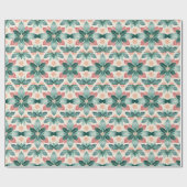 Papier Cadeau Poinsettia verte festive (Plat)