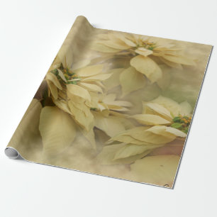 Papier Cadeau Poinsettias de couleur crème Art numérique