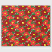 Papier Cadeau Poinsettias de Noël (Plat)