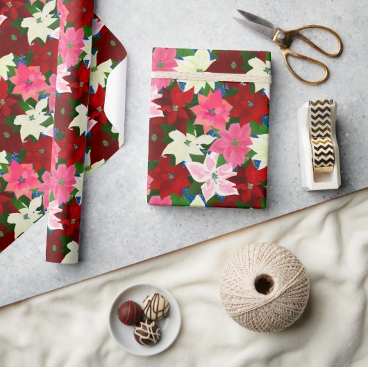 Papier Cadeau Poinsettias de Noël (Artisanat)