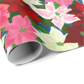 Papier Cadeau Poinsettias de Noël (Coin rond)