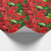 Papier Cadeau Poinsettias et Holly Feuilles (Coin)