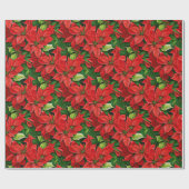 Papier Cadeau Poinsettias et Holly Feuilles (Plat)