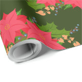 Papier Cadeau Poinsettias Fleurs Vacances (Coin rond)