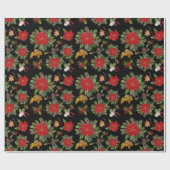 Papier Cadeau Poinsettias Forêt Côtière Papier à envelopper (Plat)