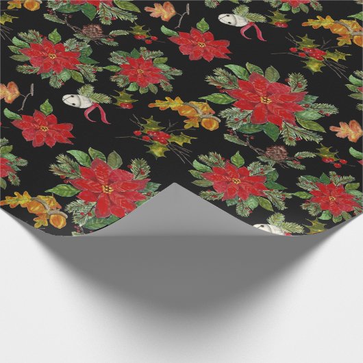 Papier Cadeau Poinsettias Forêt Côtière Papier à envelopper (Coin)
