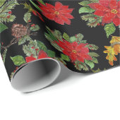 Papier Cadeau Poinsettias Forêt Côtière Papier à envelopper (Coin rond)