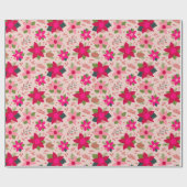 Papier Cadeau Poinsettias roses (Plat)