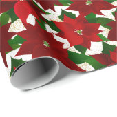 Papier Cadeau Poinsettias rouges (Coin rond)