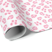Papier Cadeau Point de Léopard en Rose (Coin rond)