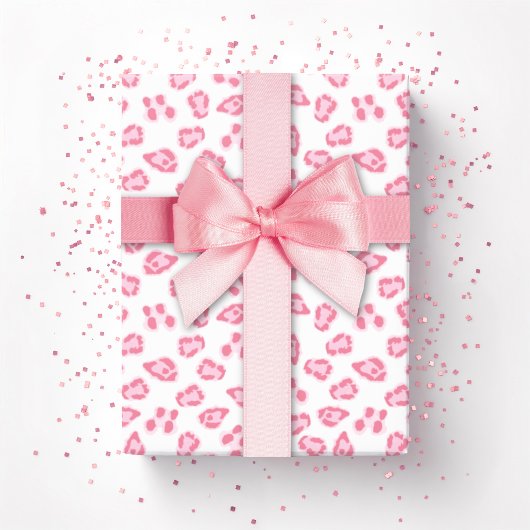 Papier Cadeau Point de Léopard en Rose