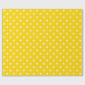 Papier Cadeau Point de polka blanc sur le grand espace jaune (Plat)
