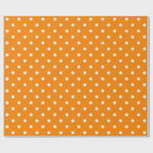 Papier Cadeau Point de polka blanc sur le grand espace orange (Plat)