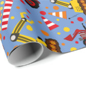 Papier Cadeau Point de polka de construction de bouteur de (Coin rond)