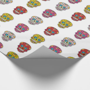 Papier Cadeau Point de polka de crâne de sucre