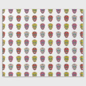 Papier Cadeau Point de polka de crâne de sucre (Plat)